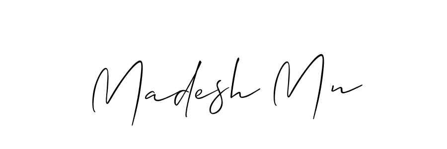 How to make Madesh Mn name signature. Use Allison_Script style for creating short signs online. This is the latest handwritten sign. Madesh Mn signature style 2 images and pictures png