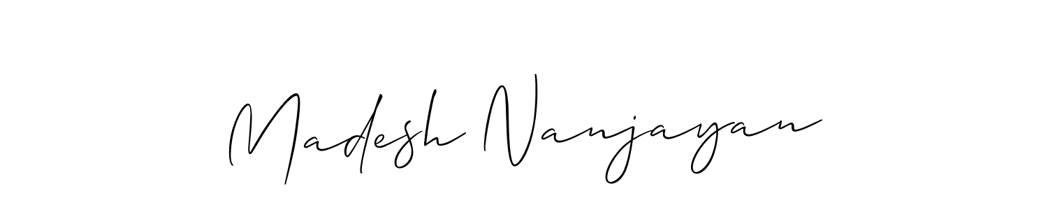 Make a short Madesh Nanjayan signature style. Manage your documents anywhere anytime using Allison_Script. Create and add eSignatures, submit forms, share and send files easily. Madesh Nanjayan signature style 2 images and pictures png