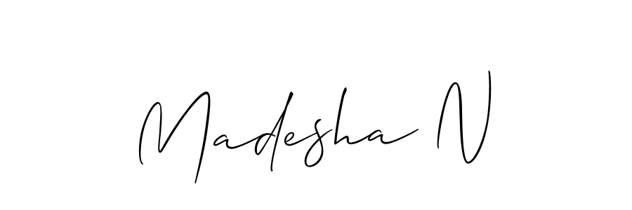 Design your own signature with our free online signature maker. With this signature software, you can create a handwritten (Allison_Script) signature for name Madesha N. Madesha N signature style 2 images and pictures png