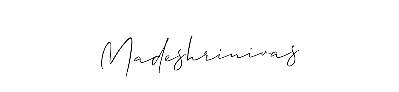 The best way (Allison_Script) to make a short signature is to pick only two or three words in your name. The name Madeshrinivas include a total of six letters. For converting this name. Madeshrinivas signature style 2 images and pictures png