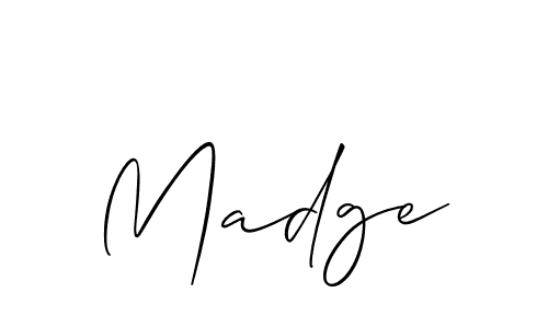 Use a signature maker to create a handwritten signature online. With this signature software, you can design (Allison_Script) your own signature for name Madge. Madge signature style 2 images and pictures png