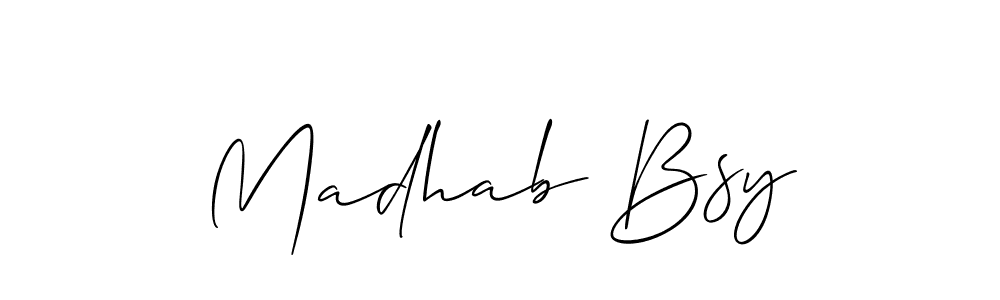 Allison_Script is a professional signature style that is perfect for those who want to add a touch of class to their signature. It is also a great choice for those who want to make their signature more unique. Get Madhab Bsy name to fancy signature for free. Madhab Bsy signature style 2 images and pictures png