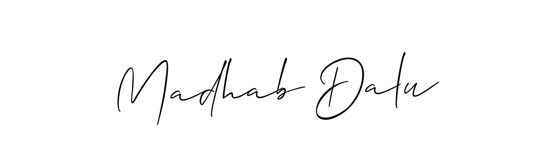 Design your own signature with our free online signature maker. With this signature software, you can create a handwritten (Allison_Script) signature for name Madhab Dalu. Madhab Dalu signature style 2 images and pictures png