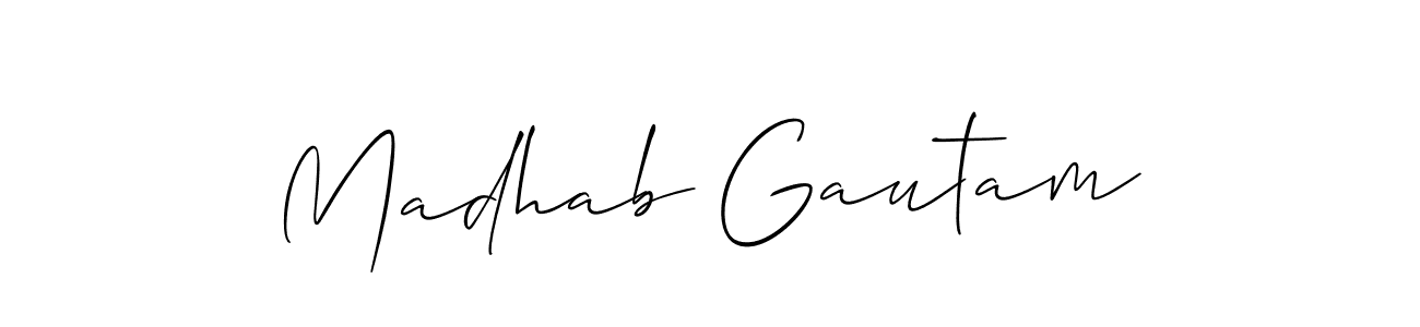 How to Draw Madhab Gautam signature style? Allison_Script is a latest design signature styles for name Madhab Gautam. Madhab Gautam signature style 2 images and pictures png