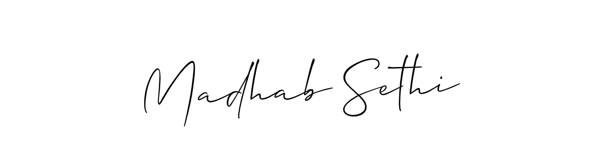 Also You can easily find your signature by using the search form. We will create Madhab Sethi name handwritten signature images for you free of cost using Allison_Script sign style. Madhab Sethi signature style 2 images and pictures png