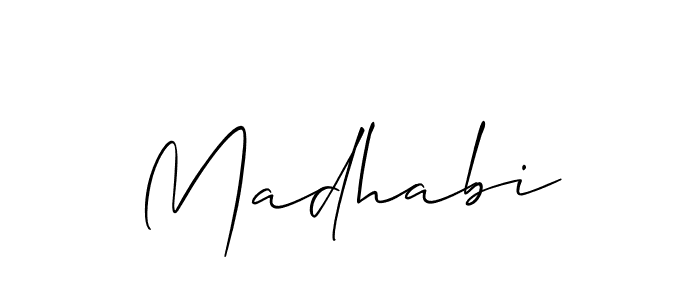 Make a beautiful signature design for name Madhabi. With this signature (Allison_Script) style, you can create a handwritten signature for free. Madhabi signature style 2 images and pictures png