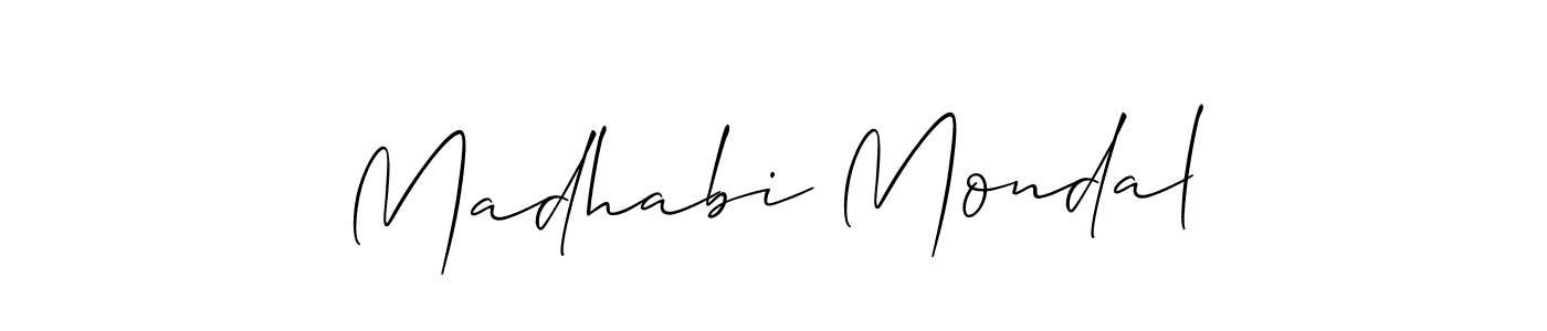 Allison_Script is a professional signature style that is perfect for those who want to add a touch of class to their signature. It is also a great choice for those who want to make their signature more unique. Get Madhabi Mondal name to fancy signature for free. Madhabi Mondal signature style 2 images and pictures png