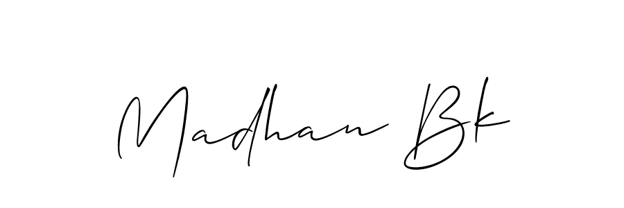 Create a beautiful signature design for name Madhan Bk. With this signature (Allison_Script) fonts, you can make a handwritten signature for free. Madhan Bk signature style 2 images and pictures png