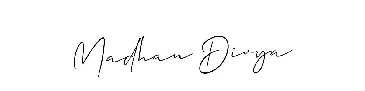 Make a beautiful signature design for name Madhan Divya. With this signature (Allison_Script) style, you can create a handwritten signature for free. Madhan Divya signature style 2 images and pictures png