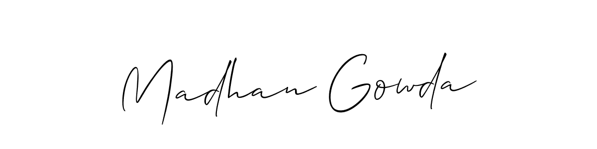 Also we have Madhan Gowda name is the best signature style. Create professional handwritten signature collection using Allison_Script autograph style. Madhan Gowda signature style 2 images and pictures png