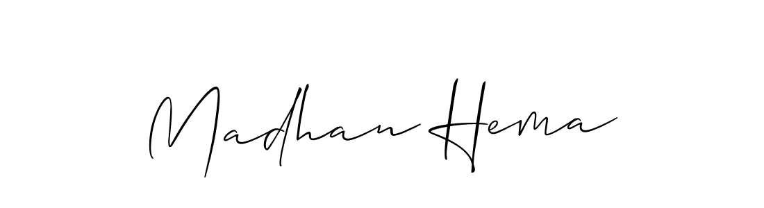 Allison_Script is a professional signature style that is perfect for those who want to add a touch of class to their signature. It is also a great choice for those who want to make their signature more unique. Get Madhan Hema name to fancy signature for free. Madhan Hema signature style 2 images and pictures png