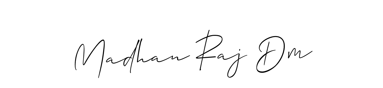 Use a signature maker to create a handwritten signature online. With this signature software, you can design (Allison_Script) your own signature for name Madhan Raj Dm. Madhan Raj Dm signature style 2 images and pictures png