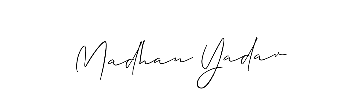 Use a signature maker to create a handwritten signature online. With this signature software, you can design (Allison_Script) your own signature for name Madhan Yadav. Madhan Yadav signature style 2 images and pictures png