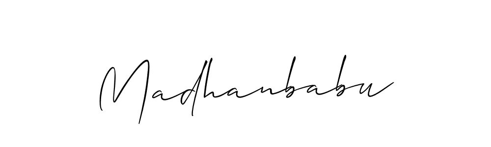 Make a beautiful signature design for name Madhanbabu. With this signature (Allison_Script) style, you can create a handwritten signature for free. Madhanbabu signature style 2 images and pictures png