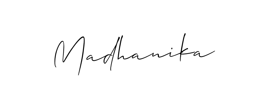How to make Madhanika signature? Allison_Script is a professional autograph style. Create handwritten signature for Madhanika name. Madhanika signature style 2 images and pictures png