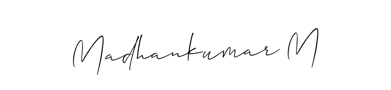 How to Draw Madhankumar M signature style? Allison_Script is a latest design signature styles for name Madhankumar M. Madhankumar M signature style 2 images and pictures png