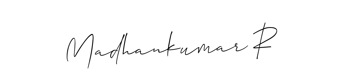 if you are searching for the best signature style for your name Madhankumar R. so please give up your signature search. here we have designed multiple signature styles  using Allison_Script. Madhankumar R signature style 2 images and pictures png