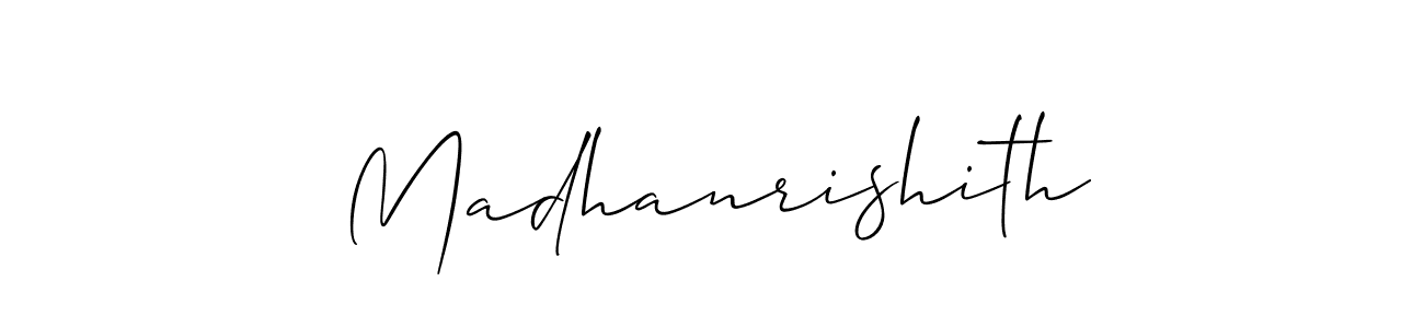 Use a signature maker to create a handwritten signature online. With this signature software, you can design (Allison_Script) your own signature for name Madhanrishith. Madhanrishith signature style 2 images and pictures png