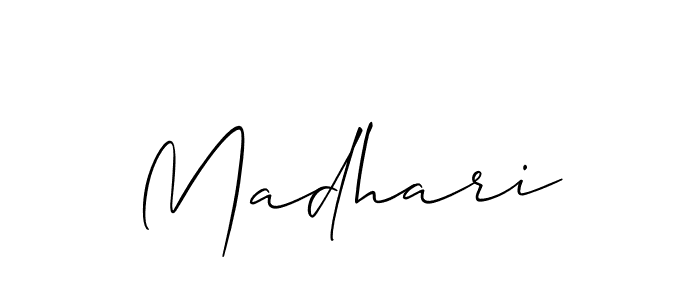 The best way (Allison_Script) to make a short signature is to pick only two or three words in your name. The name Madhari include a total of six letters. For converting this name. Madhari signature style 2 images and pictures png
