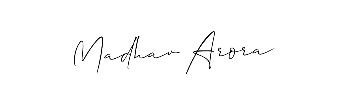 Allison_Script is a professional signature style that is perfect for those who want to add a touch of class to their signature. It is also a great choice for those who want to make their signature more unique. Get Madhav Arora name to fancy signature for free. Madhav Arora signature style 2 images and pictures png