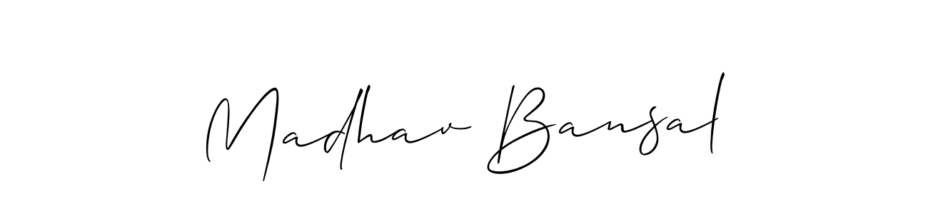 Also You can easily find your signature by using the search form. We will create Madhav Bansal name handwritten signature images for you free of cost using Allison_Script sign style. Madhav Bansal signature style 2 images and pictures png