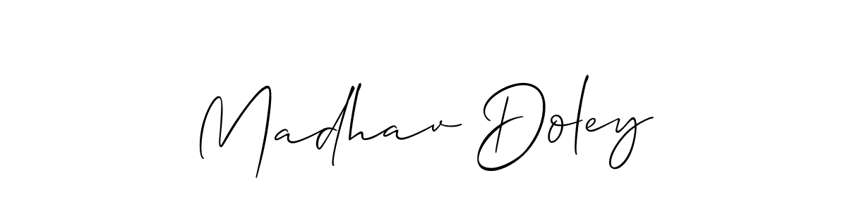 Similarly Allison_Script is the best handwritten signature design. Signature creator online .You can use it as an online autograph creator for name Madhav Doley. Madhav Doley signature style 2 images and pictures png