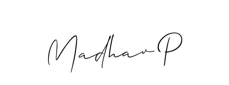 Allison_Script is a professional signature style that is perfect for those who want to add a touch of class to their signature. It is also a great choice for those who want to make their signature more unique. Get Madhav P name to fancy signature for free. Madhav P signature style 2 images and pictures png