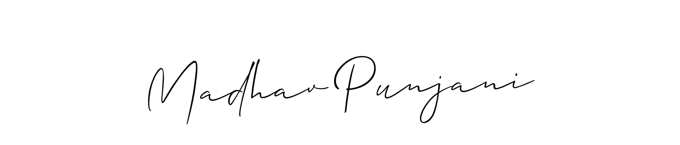 Make a short Madhav Punjani signature style. Manage your documents anywhere anytime using Allison_Script. Create and add eSignatures, submit forms, share and send files easily. Madhav Punjani signature style 2 images and pictures png