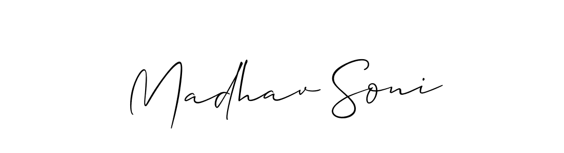 Create a beautiful signature design for name Madhav Soni. With this signature (Allison_Script) fonts, you can make a handwritten signature for free. Madhav Soni signature style 2 images and pictures png