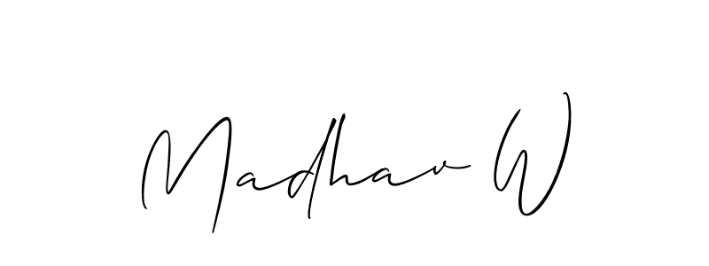 You should practise on your own different ways (Allison_Script) to write your name (Madhav W) in signature. don't let someone else do it for you. Madhav W signature style 2 images and pictures png