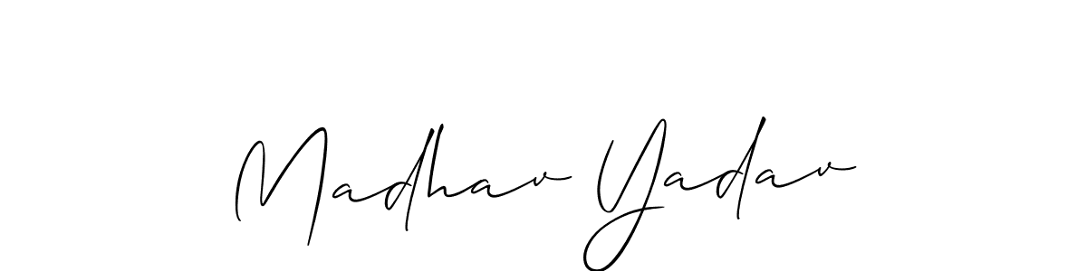 Also You can easily find your signature by using the search form. We will create Madhav Yadav name handwritten signature images for you free of cost using Allison_Script sign style. Madhav Yadav signature style 2 images and pictures png