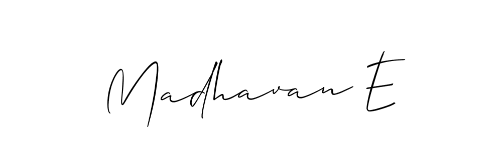 Allison_Script is a professional signature style that is perfect for those who want to add a touch of class to their signature. It is also a great choice for those who want to make their signature more unique. Get Madhavan E name to fancy signature for free. Madhavan E signature style 2 images and pictures png