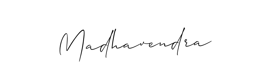 The best way (Allison_Script) to make a short signature is to pick only two or three words in your name. The name Madhavendra include a total of six letters. For converting this name. Madhavendra signature style 2 images and pictures png