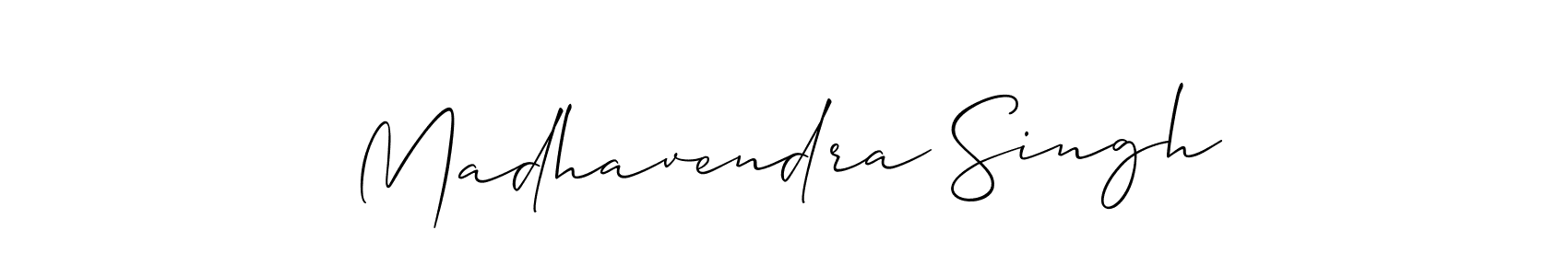 You should practise on your own different ways (Allison_Script) to write your name (Madhavendra Singh) in signature. don't let someone else do it for you. Madhavendra Singh signature style 2 images and pictures png