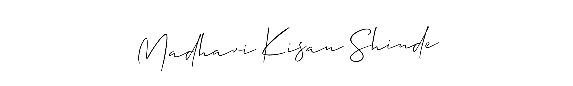 Make a beautiful signature design for name Madhavi Kisan Shinde. With this signature (Allison_Script) style, you can create a handwritten signature for free. Madhavi Kisan Shinde signature style 2 images and pictures png