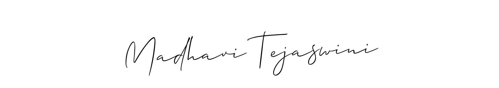 This is the best signature style for the Madhavi Tejaswini name. Also you like these signature font (Allison_Script). Mix name signature. Madhavi Tejaswini signature style 2 images and pictures png