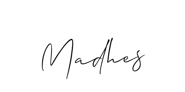 Use a signature maker to create a handwritten signature online. With this signature software, you can design (Allison_Script) your own signature for name Madhes. Madhes signature style 2 images and pictures png