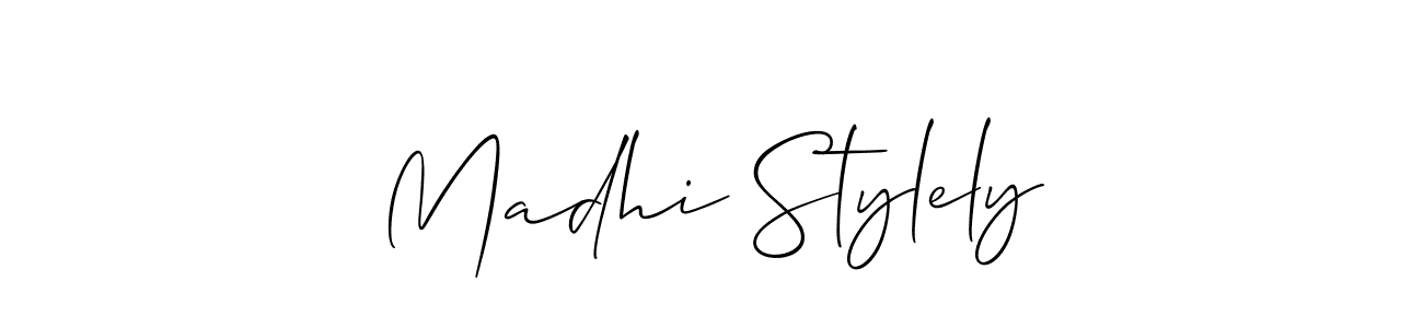 Design your own signature with our free online signature maker. With this signature software, you can create a handwritten (Allison_Script) signature for name Madhi Stylely. Madhi Stylely signature style 2 images and pictures png