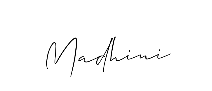 How to make Madhini signature? Allison_Script is a professional autograph style. Create handwritten signature for Madhini name. Madhini signature style 2 images and pictures png