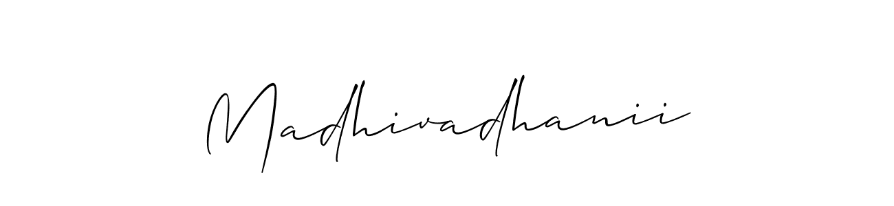 Also we have Madhivadhanii name is the best signature style. Create professional handwritten signature collection using Allison_Script autograph style. Madhivadhanii signature style 2 images and pictures png