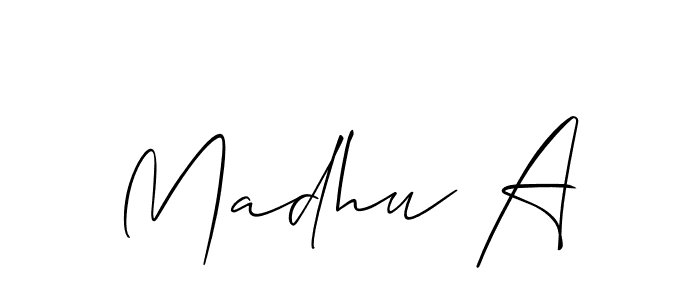 Also You can easily find your signature by using the search form. We will create Madhu A name handwritten signature images for you free of cost using Allison_Script sign style. Madhu A signature style 2 images and pictures png