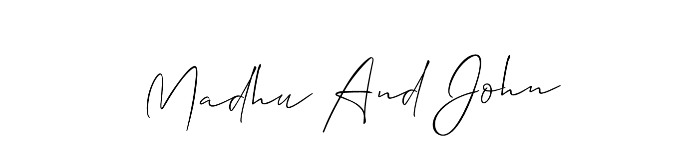 Design your own signature with our free online signature maker. With this signature software, you can create a handwritten (Allison_Script) signature for name Madhu And John. Madhu And John signature style 2 images and pictures png