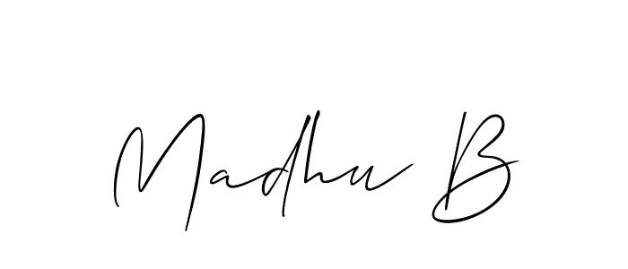 Also You can easily find your signature by using the search form. We will create Madhu B name handwritten signature images for you free of cost using Allison_Script sign style. Madhu B signature style 2 images and pictures png