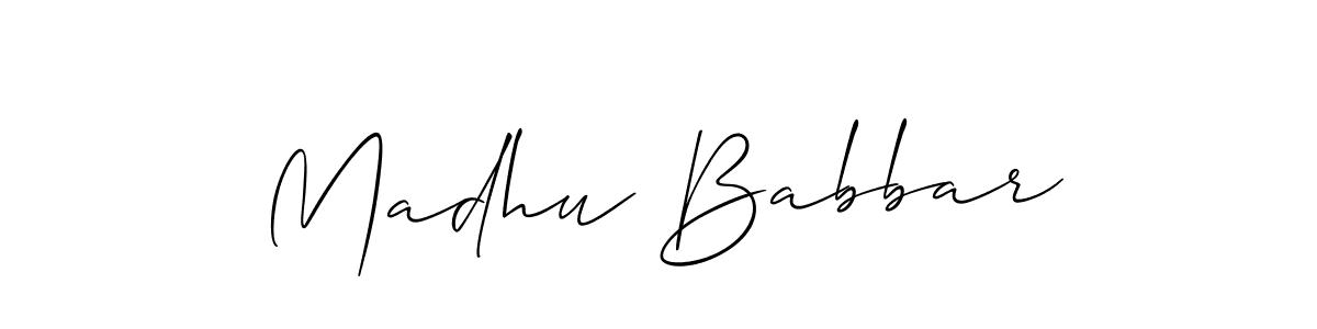 Madhu Babbar stylish signature style. Best Handwritten Sign (Allison_Script) for my name. Handwritten Signature Collection Ideas for my name Madhu Babbar. Madhu Babbar signature style 2 images and pictures png