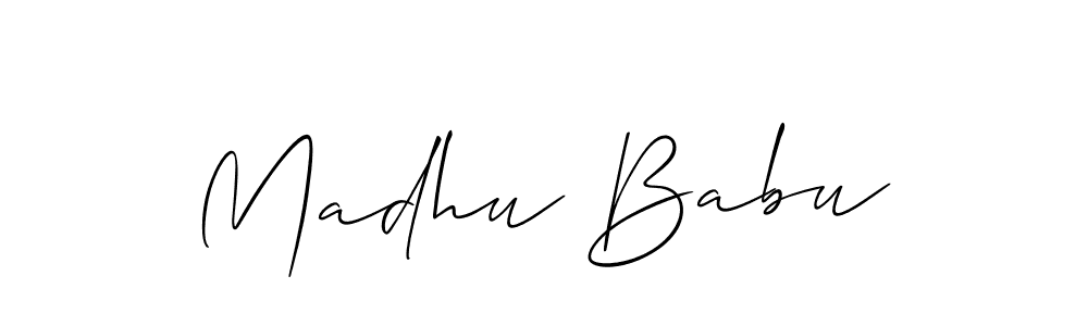 Allison_Script is a professional signature style that is perfect for those who want to add a touch of class to their signature. It is also a great choice for those who want to make their signature more unique. Get Madhu Babu name to fancy signature for free. Madhu Babu signature style 2 images and pictures png