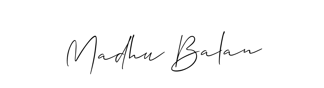 Create a beautiful signature design for name Madhu Balan. With this signature (Allison_Script) fonts, you can make a handwritten signature for free. Madhu Balan signature style 2 images and pictures png