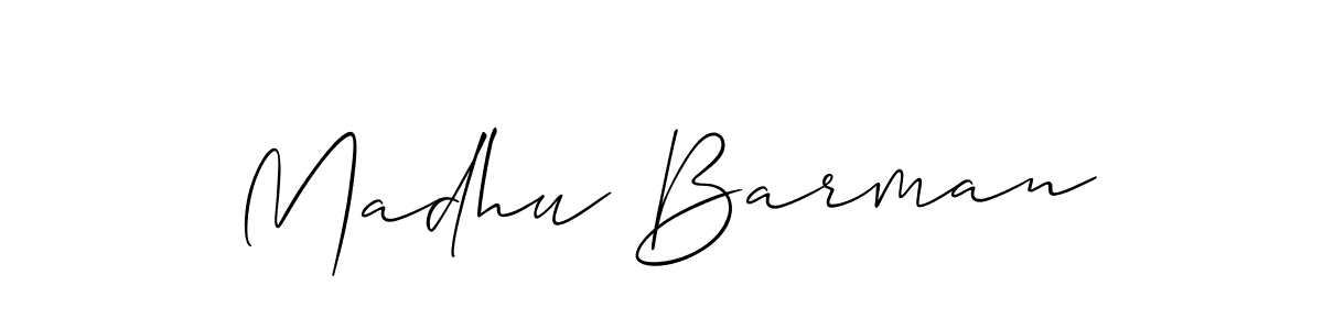Make a beautiful signature design for name Madhu Barman. With this signature (Allison_Script) style, you can create a handwritten signature for free. Madhu Barman signature style 2 images and pictures png