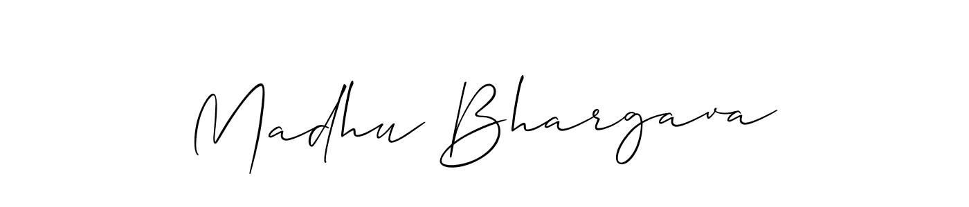 Make a beautiful signature design for name Madhu Bhargava. With this signature (Allison_Script) style, you can create a handwritten signature for free. Madhu Bhargava signature style 2 images and pictures png