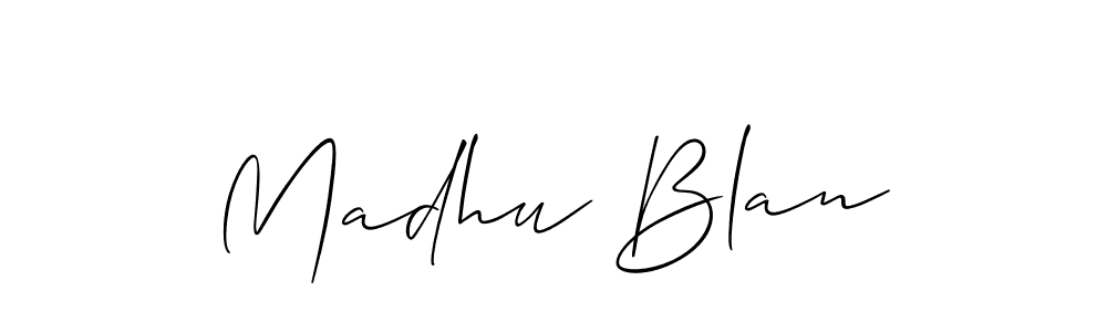 How to make Madhu Blan name signature. Use Allison_Script style for creating short signs online. This is the latest handwritten sign. Madhu Blan signature style 2 images and pictures png