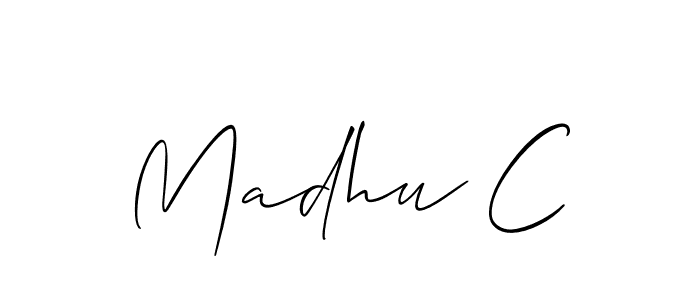 Also we have Madhu C name is the best signature style. Create professional handwritten signature collection using Allison_Script autograph style. Madhu C signature style 2 images and pictures png